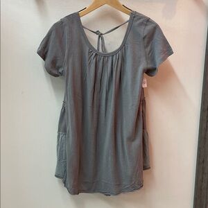 Peach Love California Charcoal Blouse with Tie Back NWOT